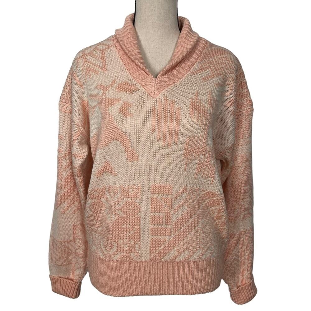 Obermeyer Praise Wool Blend Snowflake Winter Scene Sweater Size Medium